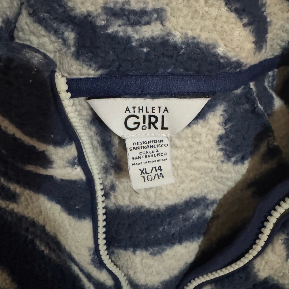 Athleta Girl Cozy Fleece Jacket XL/14 Pullover 1/4 Zip Long Sleeve Pockets - Picture 9 of 9